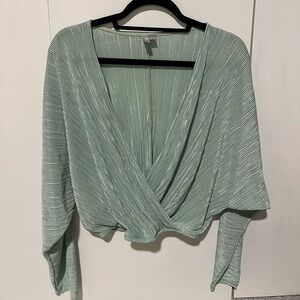 ASOS DESIGN Sage Green & White Seersucker Gingham Top - Size 8